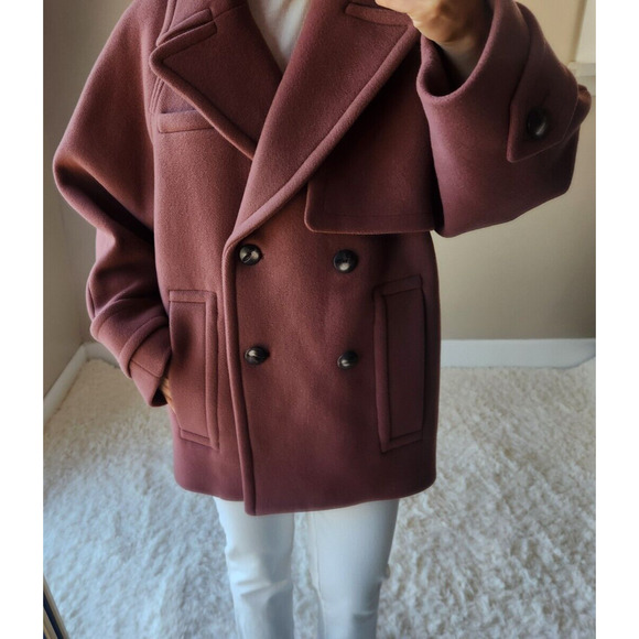 NWT Ba&sh Double Breasted Wool Coat Size 0 US 2 Pink Red - Picture 3 of 12